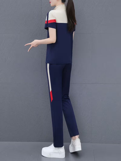 Women's Summer Relaxed Fit Co-Ord Set | Casual Short Sleeve Top & Wide-Leg Pants