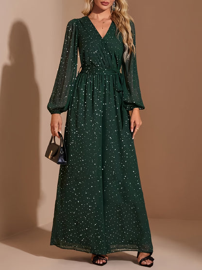 Women’s Dark Green Sequin Maxi Dress