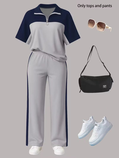 Women's Autumn  Casual Co-Ord Set |T-Shirt & Straight-Leg Pants 2-Piece Outfit