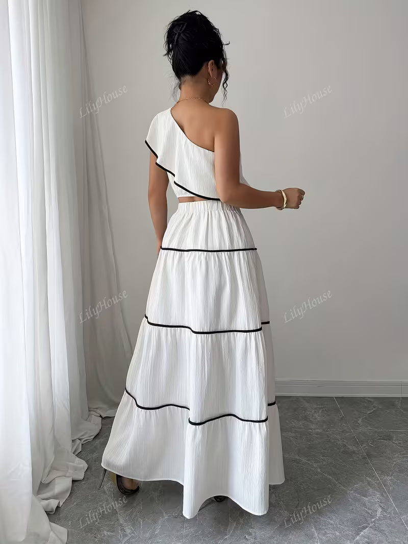 Women’s  Ruched Crop Top & Maxi Skirt Co-Ord Set