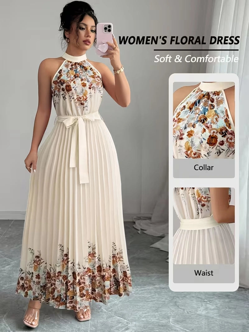Women's Summer Floral Halter Dress