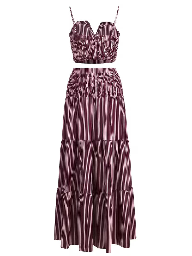 Women’s  Ruched Crop Top & Maxi Skirt Co-Ord Set