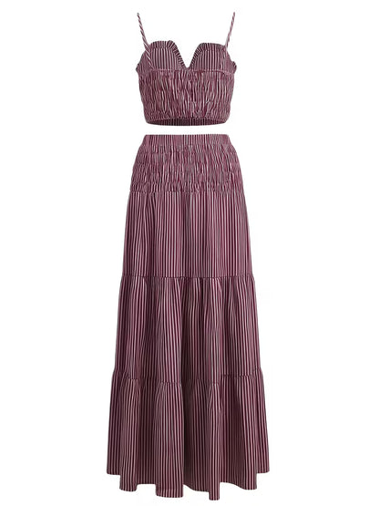Women’s  Ruched Crop Top & Maxi Skirt Co-Ord Set