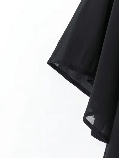 Chiffon Co-Ord Set – Batwing Sleeve Loose Top & Wide-Leg Pants (2-Piece)