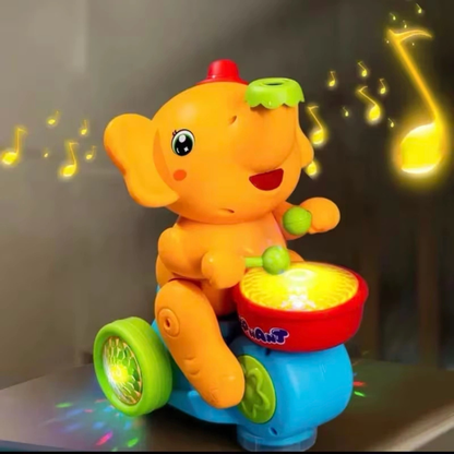 Interactive Musical Elephant Plush Toy with Drumming, Lights & Dancing Action for Kids