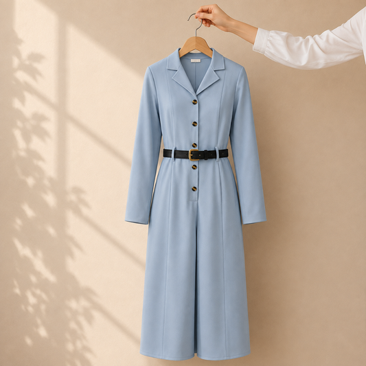 Elegant Belted Lavender Maxi Dress