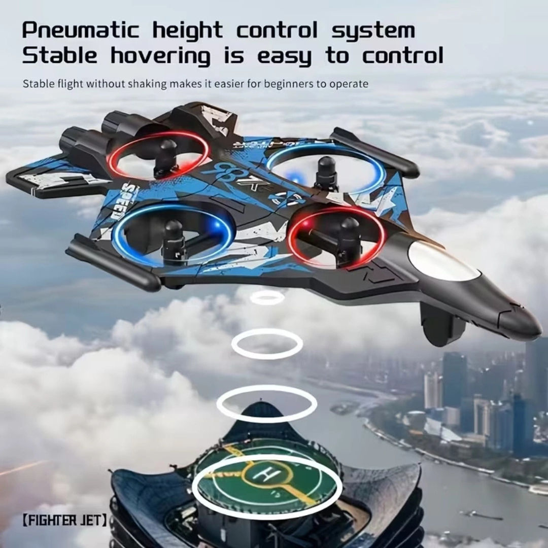 Rechargeable RC Drone Plane with Altitude Hold & 360° Stunts – Remote Control Flying Toy with LED Lights (Random Color)
