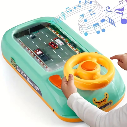 Interactive Racing Steering Wheel Toy with Cars – Driving Simulation Adventure Game Set for Kids (Green)