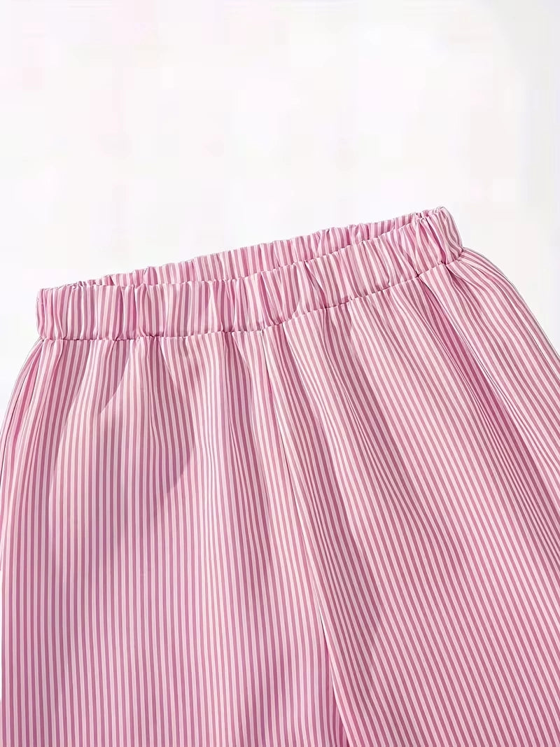 Classic Button-Down Shirt & Wide-Leg Co-Ord Set for Women