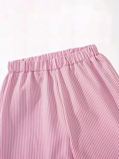 Classic Button-Down Shirt & Wide-Leg Co-Ord Set for Women