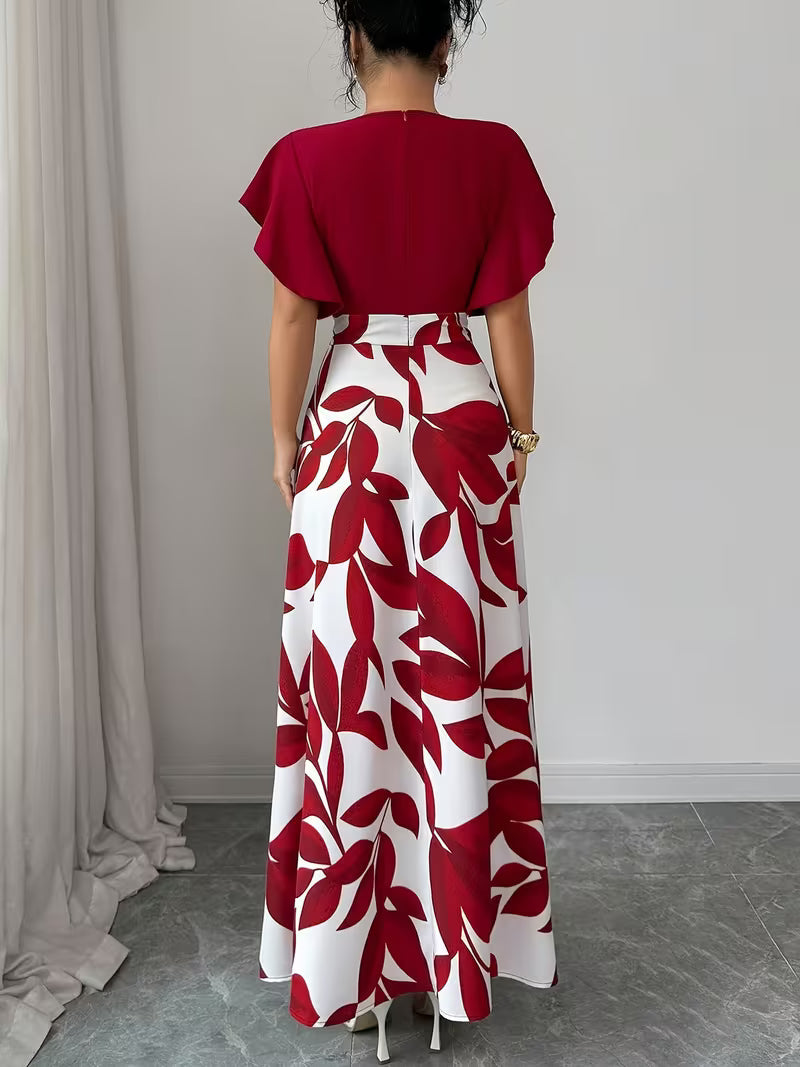 Wine Red Bohemian Ruffle Maxi Dress