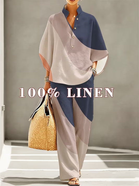 Chic Plus Size Stand Collar Wide Leg Co-Ord
