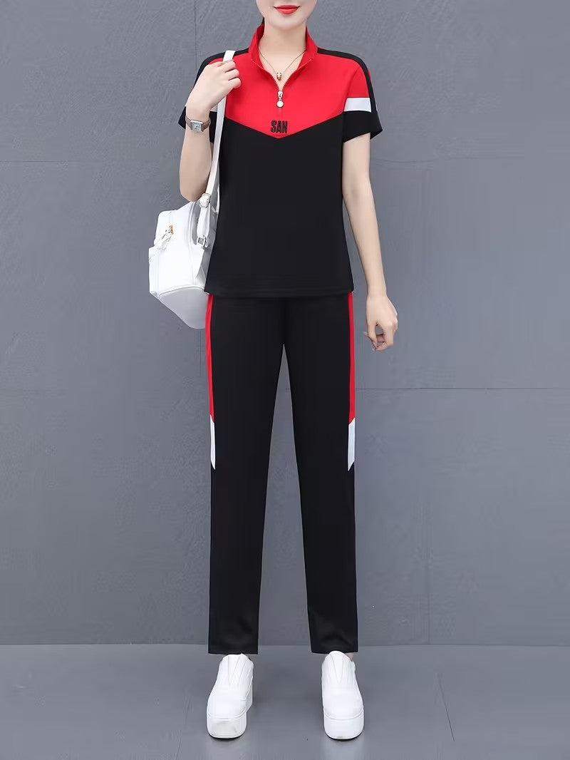 Women's Summer Relaxed Fit Co-Ord Set | Casual Short Sleeve Top & Wide-Leg Pants