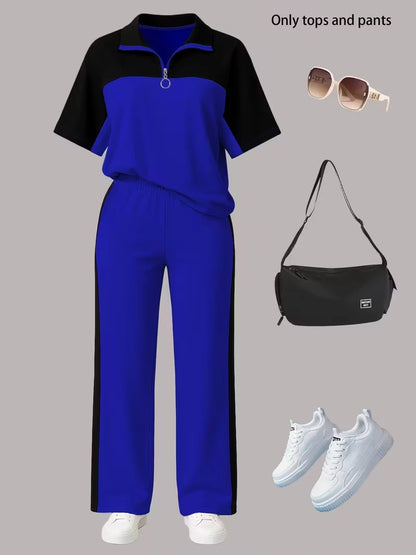 Women's Autumn  Casual Co-Ord Set |T-Shirt & Straight-Leg Pants 2-Piece Outfit