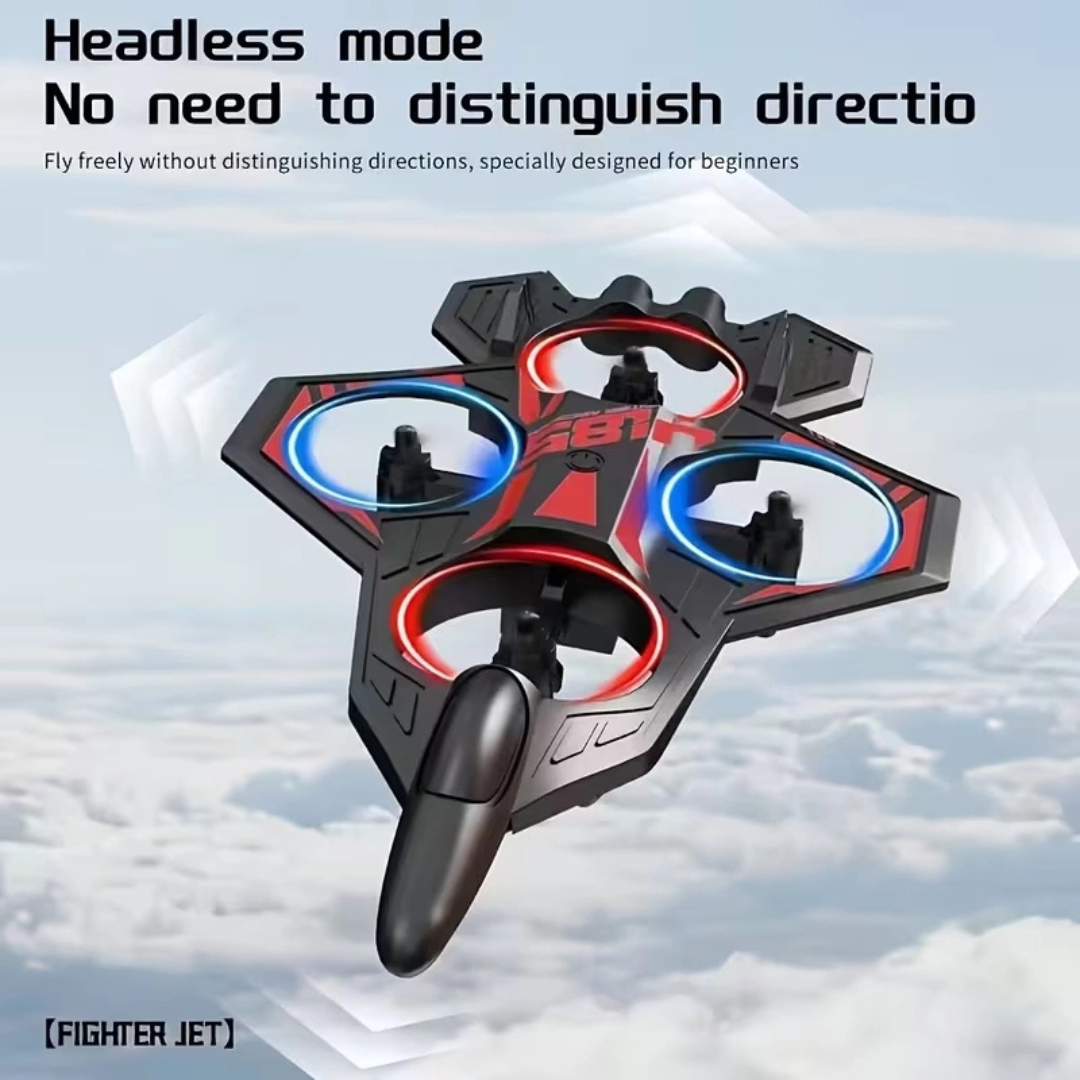 Rechargeable RC Drone Plane with Altitude Hold & 360° Stunts – Remote Control Flying Toy with LED Lights (Random Color)