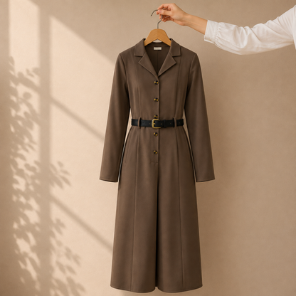 Elegant Belted Lavender Maxi Dress