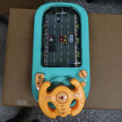 Interactive Racing Steering Wheel Toy with Cars – Driving Simulation Adventure Game Set for Kids (Green)