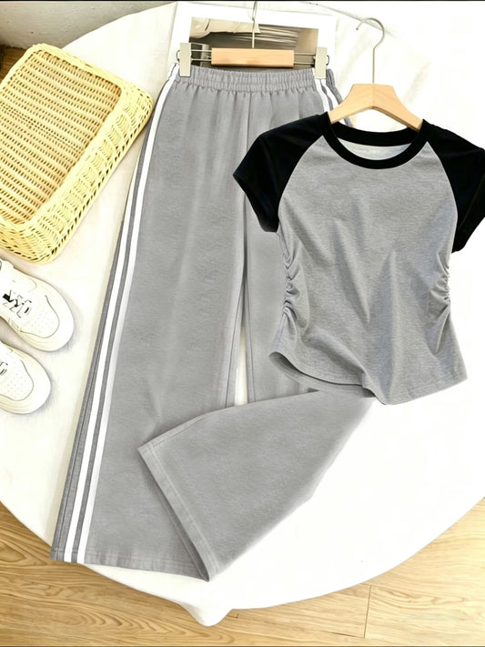 Women’s Collared Half-Zip Top & Wide-Leg Pants Co-Ord Set