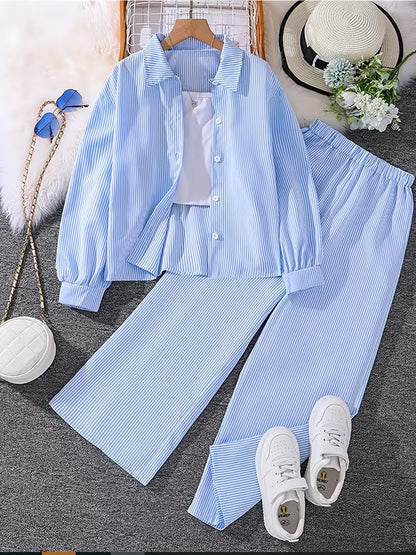 Classic Button-Down Shirt & Wide-Leg Co-Ord Set for Women