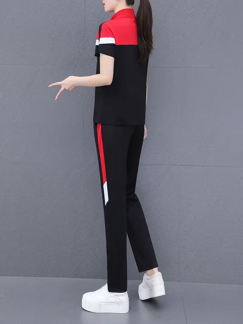 Women's Summer Relaxed Fit Co-Ord Set | Casual Short Sleeve Top & Wide-Leg Pants