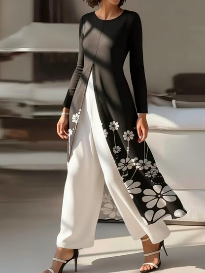 Autumn Celeste Elegant Maxi Co-Ord Set | T-Shirt & Straight-Fit Pants