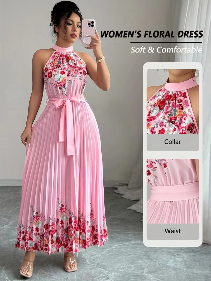Women's Summer Floral Halter Dress