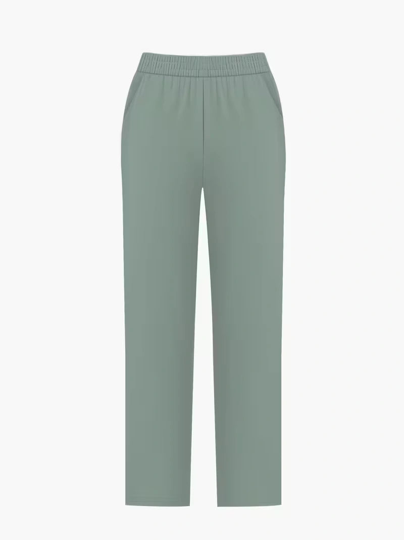 Women's Summer Striped Casual Co-Ord Set | Half-Zip Polo Top & Wide-Leg Pants 2-Piece Outfit