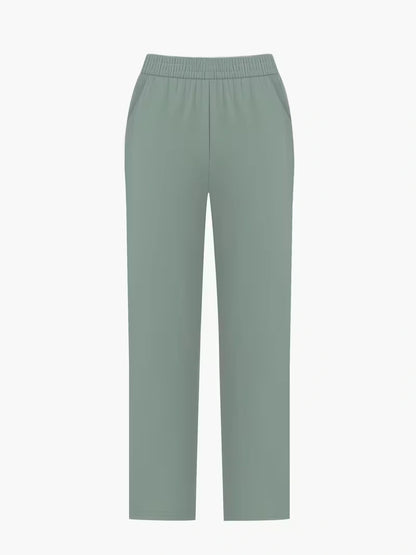 Women's Summer Striped Casual Co-Ord Set | Half-Zip Polo Top & Wide-Leg Pants 2-Piece Outfit