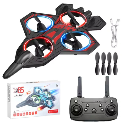Rechargeable RC Drone Plane with Altitude Hold & 360° Stunts – Remote Control Flying Toy with LED Lights (Random Color)