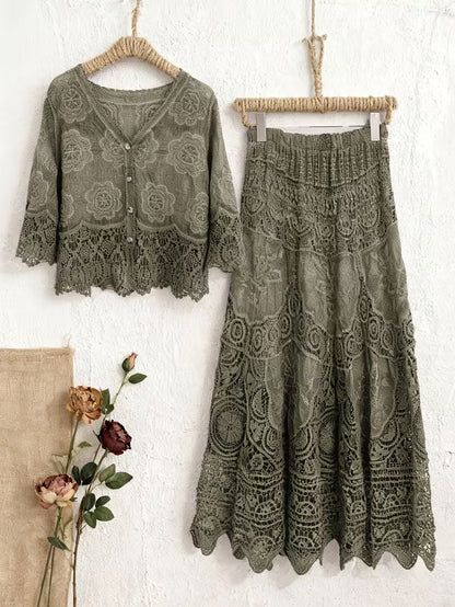 Elegant Floral Print 2-Piece Dress