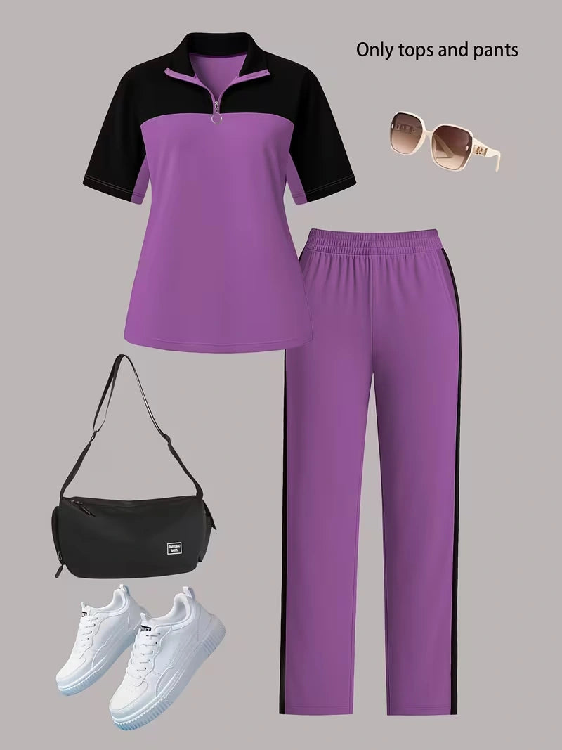 Women's Autumn  Casual Co-Ord Set |T-Shirt & Straight-Leg Pants 2-Piece Outfit