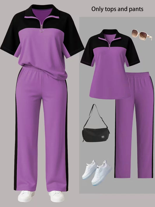 Women's Autumn  Casual Co-Ord Set |T-Shirt & Straight-Leg Pants 2-Piece Outfit