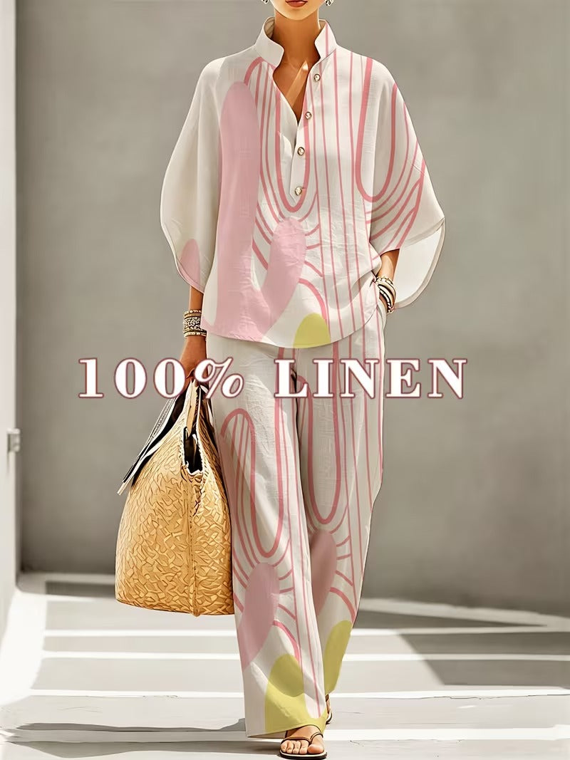 Chic Plus Size Stand Collar Wide Leg Co-Ord