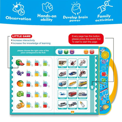 Talking Educational Book for ABCs, Numbers, Phonics, Transportation & Musical Instruments (Ages 3+)