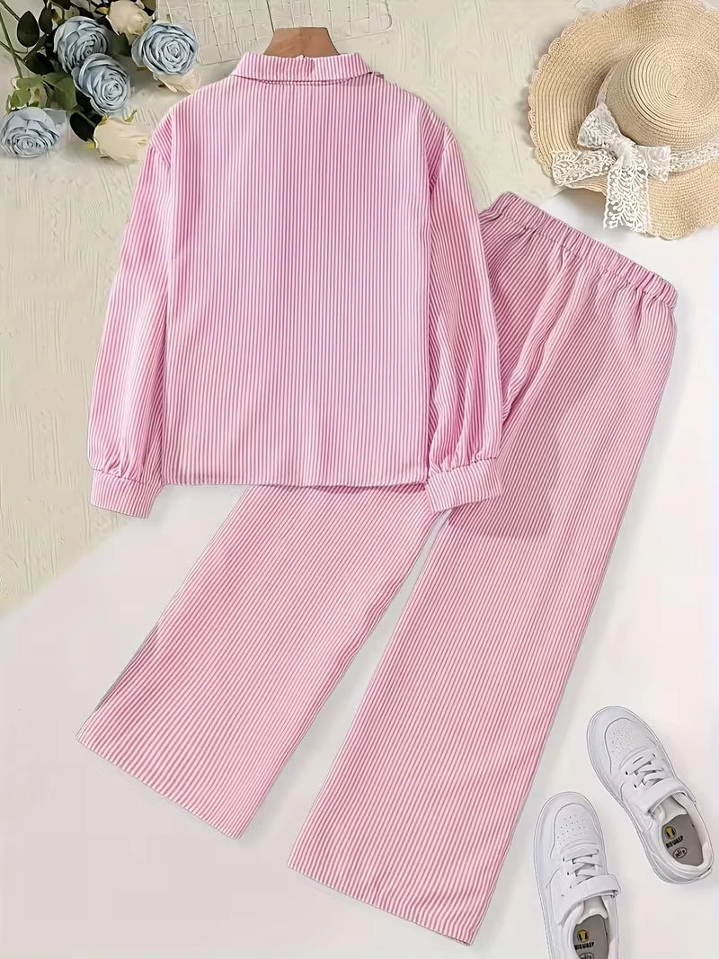 Classic Button-Down Shirt & Wide-Leg Co-Ord Set for Women