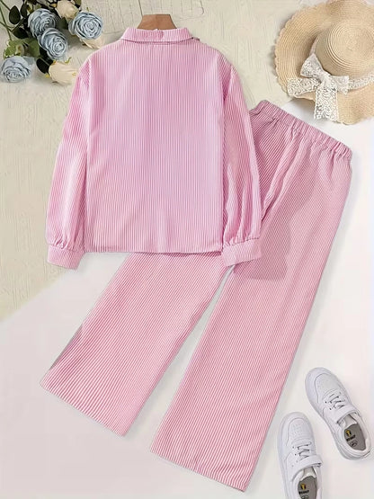 Classic Button-Down Shirt & Wide-Leg Co-Ord Set for Women