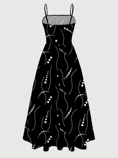 Elegant Wave Dot Printed Dress Set