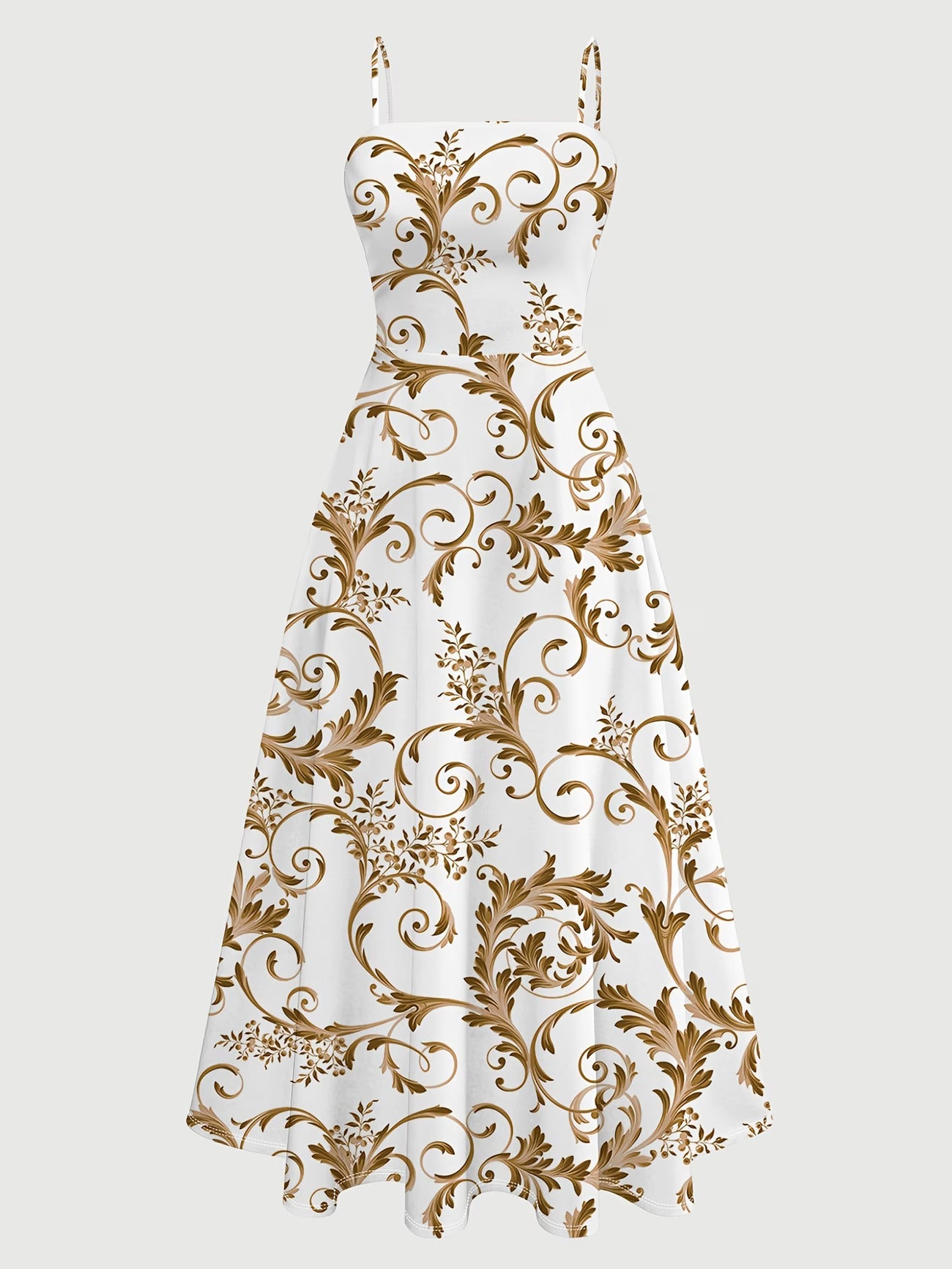 Golden Floral Scroll Elegance Dress Set