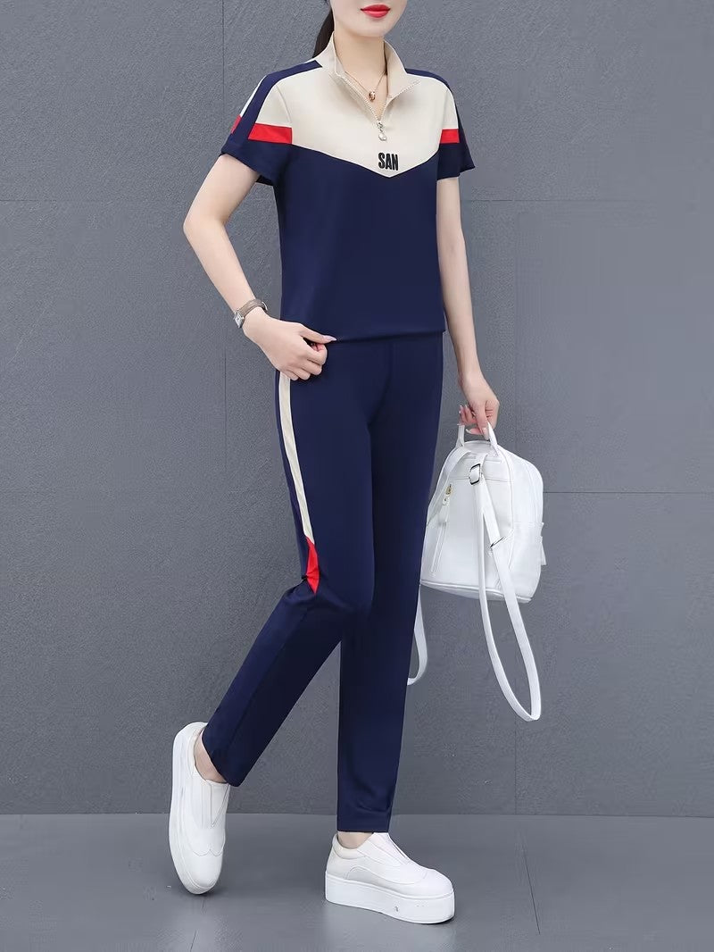 Women's Summer Relaxed Fit Co-Ord Set | Casual Short Sleeve Top & Wide-Leg Pants
