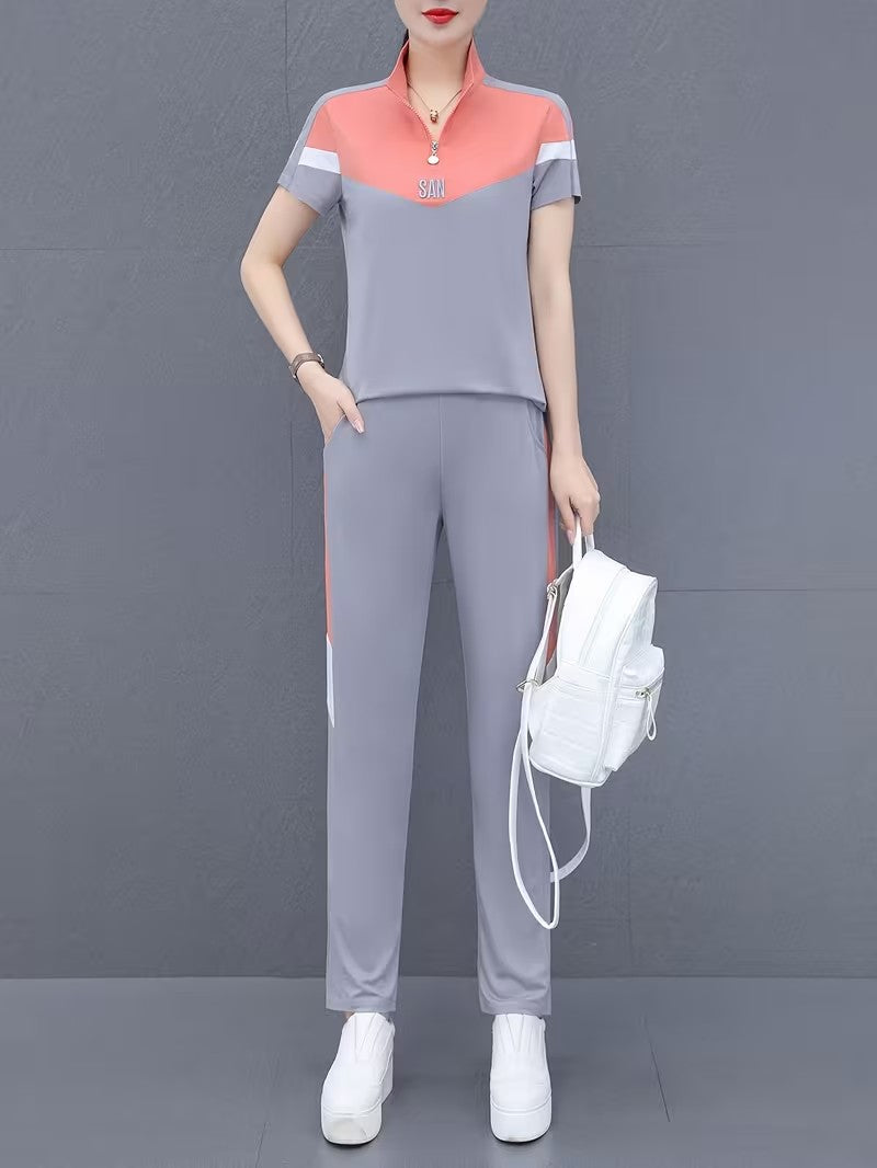 Women's Summer Relaxed Fit Co-Ord Set | Casual Short Sleeve Top & Wide-Leg Pants