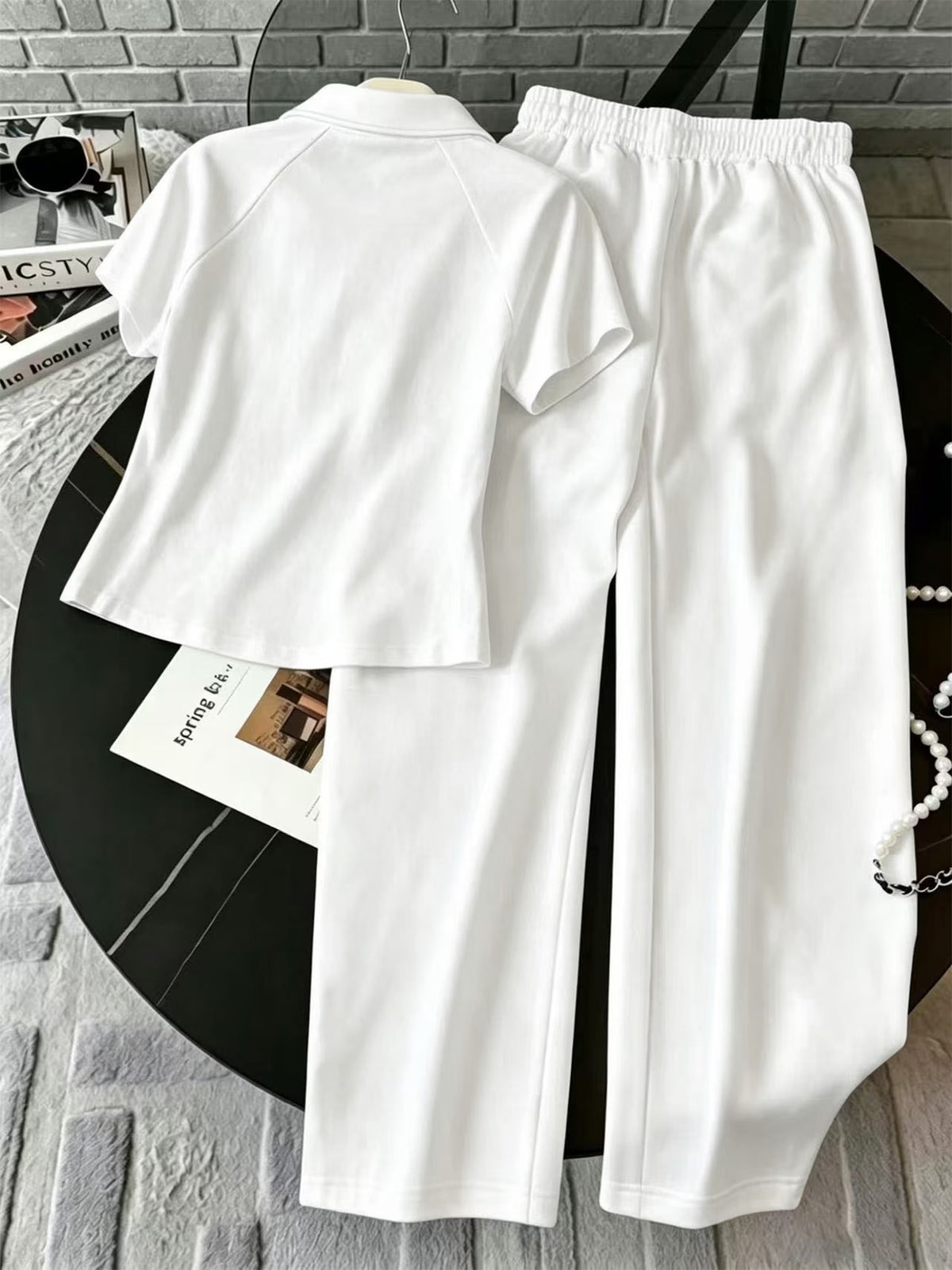 Women’s Collared Half-Zip Top & Wide-Leg Pants Co-Ord Set