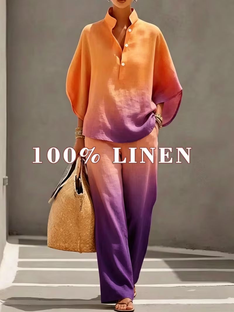 Chic Plus Size Stand Collar Wide Leg Co-Ord