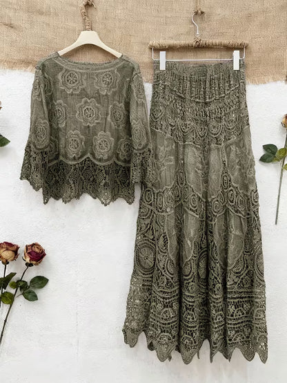 Elegant Floral Print 2-Piece Dress