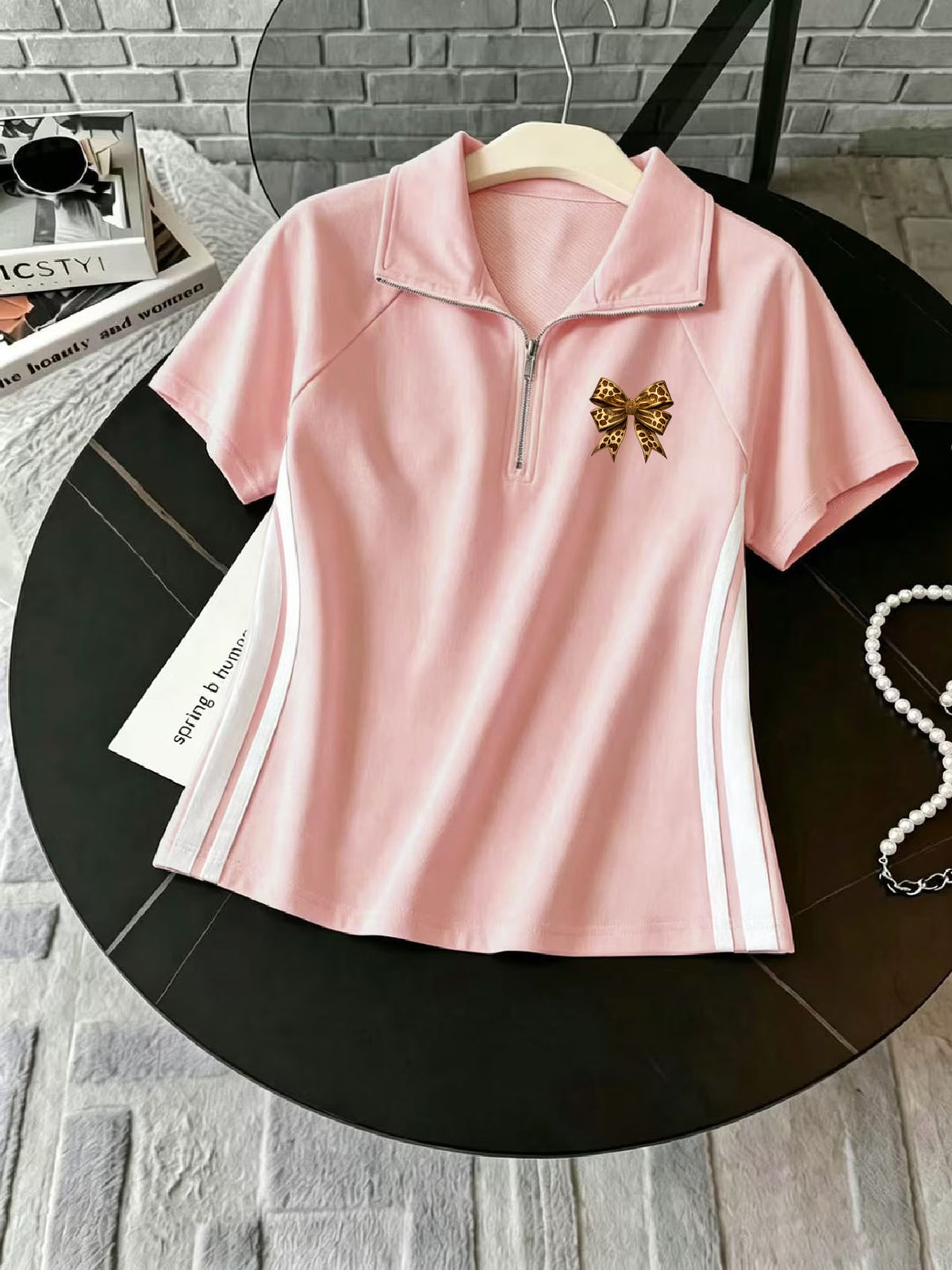 Women’s Collared Half-Zip Top & Wide-Leg Pants Co-Ord Set