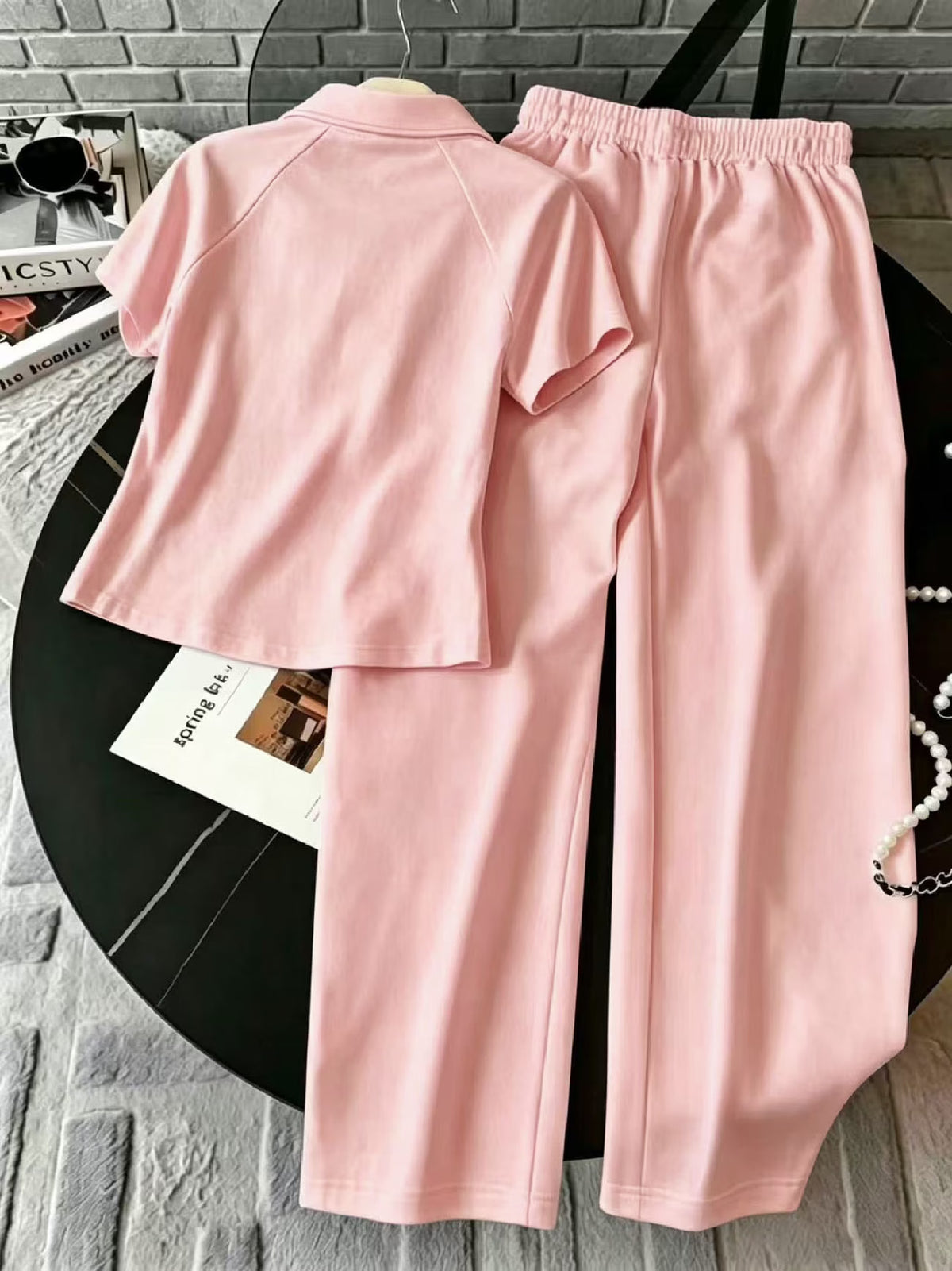 Women’s Collared Half-Zip Top & Wide-Leg Pants Co-Ord Set