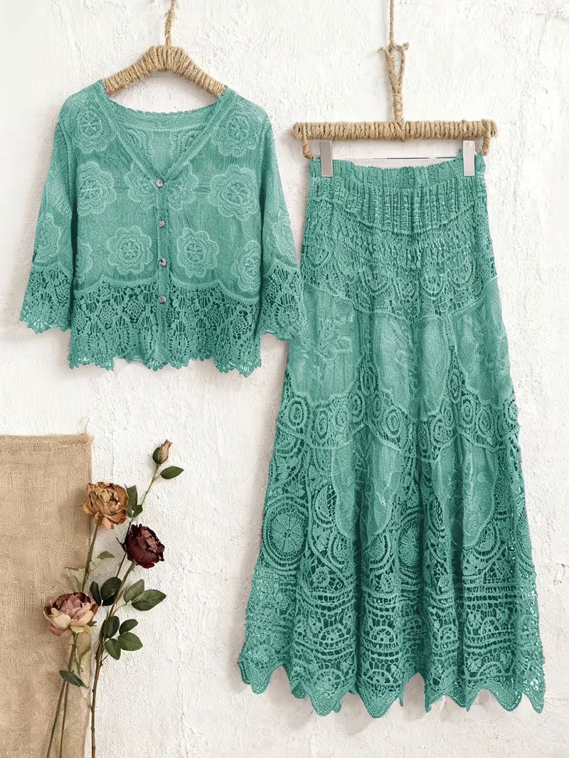 Elegant Floral Print 2-Piece Dress