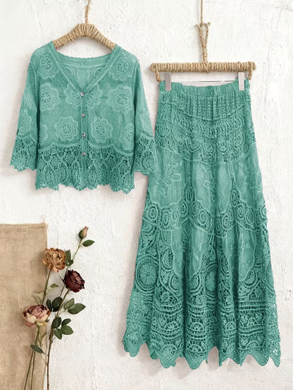 Elegant Floral Print 2-Piece Dress