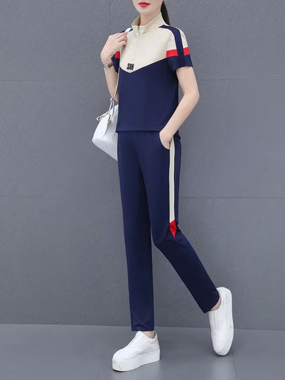 Women's Summer Relaxed Fit Co-Ord Set | Casual Short Sleeve Top & Wide-Leg Pants