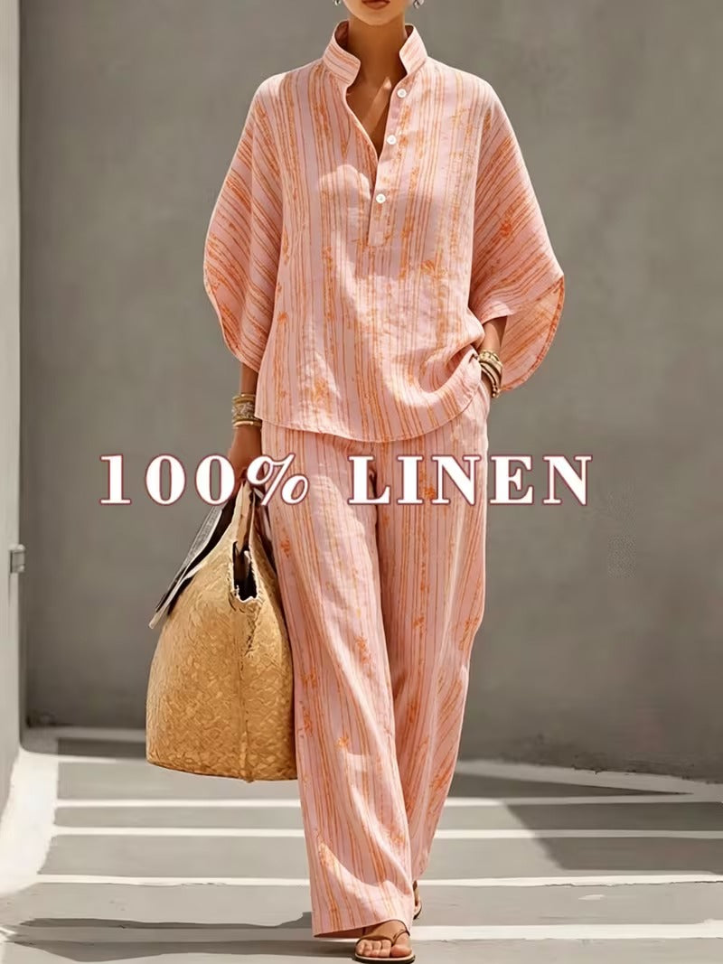 Chic Plus Size Stand Collar Wide Leg Co-Ord