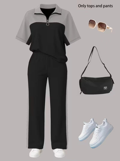 Women's Autumn  Casual Co-Ord Set |T-Shirt & Straight-Leg Pants 2-Piece Outfit